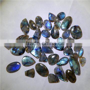 NATURAL LABRADORITE NICE FACETED CHECKERBORD AMAZING BLUE COLOR FIRE & GOOD QUALITY LOT