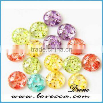 Real flower resin cabochon - pressed flower in clear resin cabochon , colorful natural dried flower resin cabochon