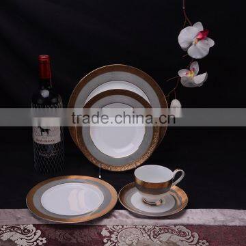 High quality gold bone china dinner set