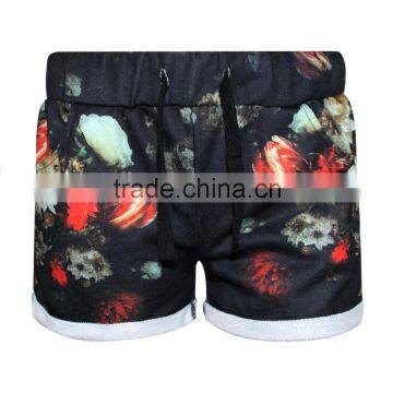 2015 Women Shorts Sublimation Print Flowers Running Shorts Elastic Waist N16-2