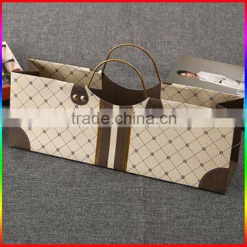 custom fashion and special paper bag with gold handle ring in high quality