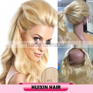 lace band frontal Peruvian virgin hair 360 lace frontals color 613 blonde hair