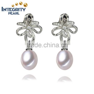 New arrival pearl earrings 8-9mm AAA fresh water teardrop pearl earrings