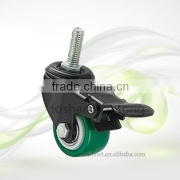 Light Duty Threaded Stem Brake Small PU Wheel Caster