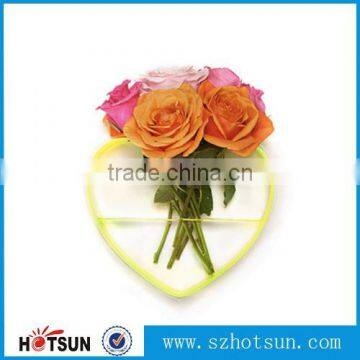 plexiglass heart shape flower vase with holes