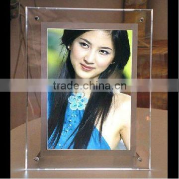 plexiglass lucite acrylic screwed photo frame table