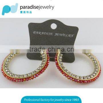 2016 Red and Clear Women Rhinestone Earrings Hot Sale New Hoop Earrings Wholesale On Factory Price