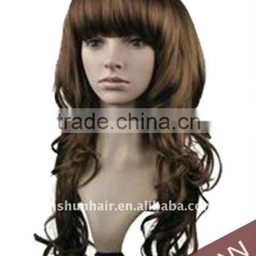 BEAUTIFUL FLUPPY NEAT BANGS CURLY WIGS