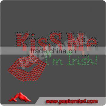 Wholesale Fashion Rhinestone Kiss me I'm Irish Crystal Transfer