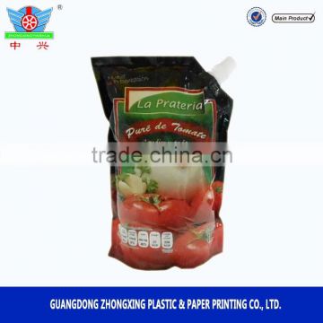 Australia standard flexible printing packaging ketchup drink pouch with spout packaging