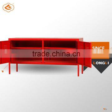 Korean Modern Red Lateral Metal Bedside Strorage Cabinet With Shelves photo-3