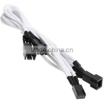 Y-cable 3 x 3 Pin Fan Adapter Wire Sleeved Cable 60cm White