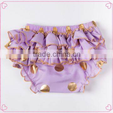Baby New Design Ruffle Pants Baby Panties Bloomer Wholesale Price Gold Polka Dot Design photo-4