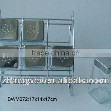Glass Spice Jar With Metal Rack