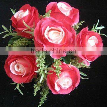 mix flower bush in two tone pink,rose bush ,silk cabbage rose ,rose bouquet