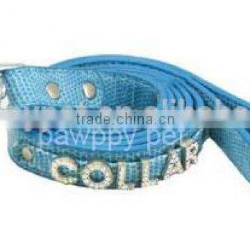 Pet Leash Blue Ostrich Pu Leather with 10mm letters PP-PP169