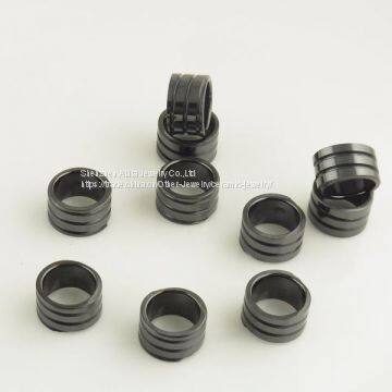 8mm Black Zirconia Ceramic Grid Design Wedding Wide Band Rings photo-4