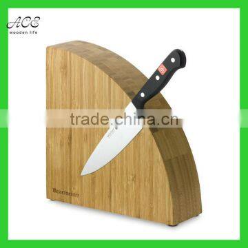 Bamboo semi-circle magnetic knife block Custom bamboo magnetic knife holder