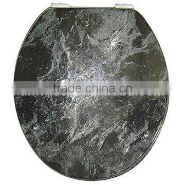 Marbleized Wood Toilet Seat Cover Black, Marbleized MDF Moulded toilet seat, Marbleized Wood Toilet Seat Cover