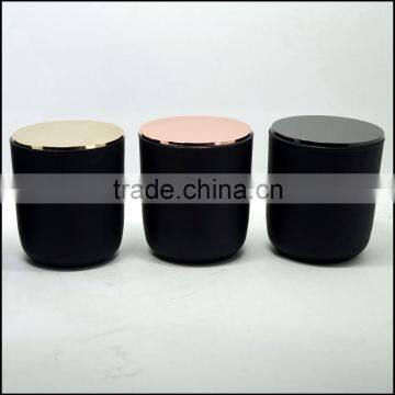 matte black glass candle holder with black metal lid