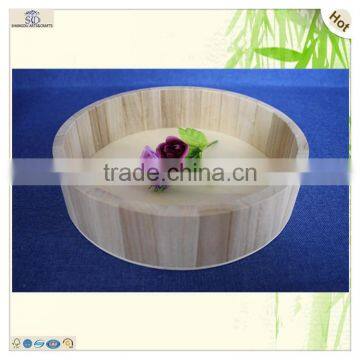 Chinese Supplier Popular Unfinished Round Storaging Paulownia Wooden Tray photo-2