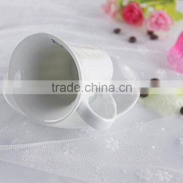Custom Logo White Porcelain Tea Cup and Saucer Wholesale