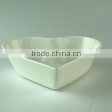 Bulk Stock White Porcelain Heart Shape Ceramic Porcelain Fruit Plate Salad Plate for Dinner photo-2
