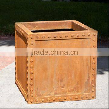 FO-9C51 Square Corten Steel Flower Pot/garden Planter photo-2