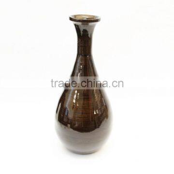 High quality best selling spun brown lacquer bamboo vase from Vietnam