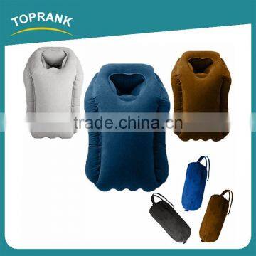 Toprank New Design Folding Automatic PVC Flocking Concave Shape Tray Table Inflatable Travel Pillow For Airplane Office Nap photo-2