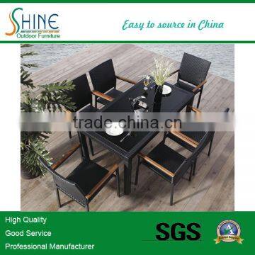 Dubai dining table and chair with teak wood armrest SOF1040