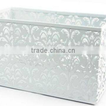 Hollow Flower Pattern Metal Punched Desk Organizer Container Storage Basket photo-2