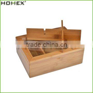 Bamboo Tea Bag Storage Box Wooden 6 Equally Compartments New/Homex_Factory