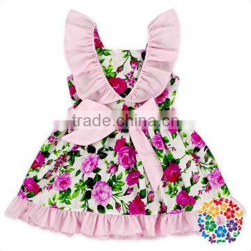 fashion summer floral baby girls flutter sleeve dress