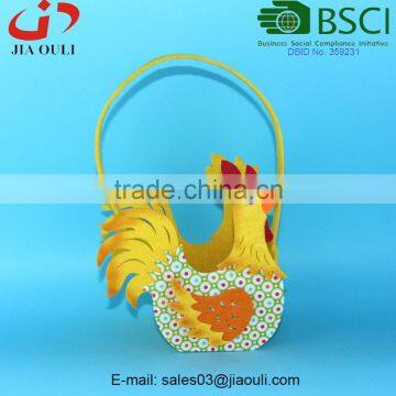 BSCI Audit factory beautiful easter decorations non-woven fabric rooster basket, decoration colorful baskets