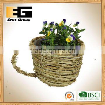 Round Natural Rattan Woven Cup Type Flowerpot photo-5