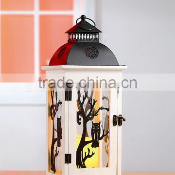 White Wooden Lantern Halloween Decorative Candle Lantern