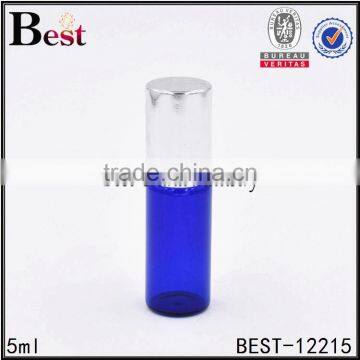 2017 high quality 15ml glass roller bottle blue glass roller bottle transparent steel ball glass oil bottle roller