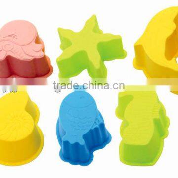 6pcs different funny shape Silicone Mini Cookie moulds set