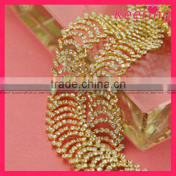 cheap fashion rhinestone chain gold plated