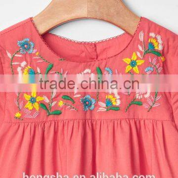 Summer Embroidery Child Clothes Pretty Floral Print Baby Girl Dress HSD5038 photo-3