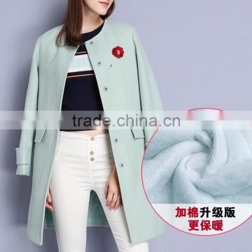 Fashion Swallow Gird Pattern Women Wool Coat With Hooded