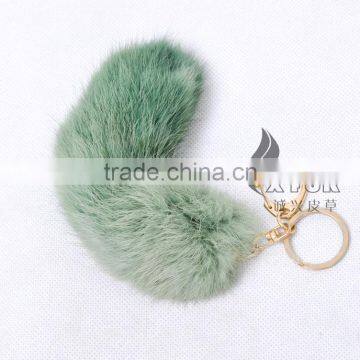CX-R-39D Fashion Dip Dyed Girls Wholesale Real Rabbit Fur Key Chain Fur photo-2