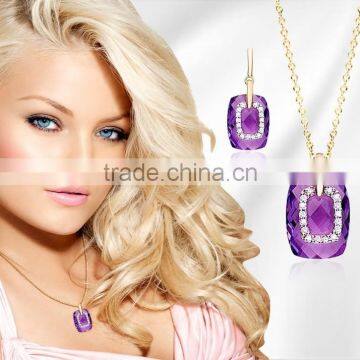 CZ Studded With Amethyst Stone Gold Plated Exclusive Pendantset photo-6