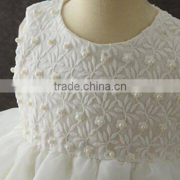 2017 New Born Baby Clothes White First Communion Dress Embroidery Flower Baby Cotton Frocks Designs 1 Year Baby Girl Dresses Hat photo-5