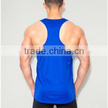 Blue Plain 100% Polyester Dry Fit Performance Training Vest With Mesh Panel Technical Sports Tank Top Blank Racerback Tank Top photo-3