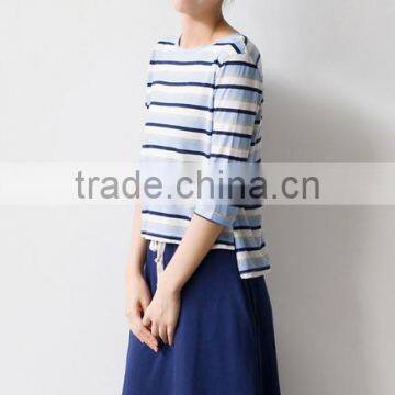 2016 New Fashion All Match Loose Half Sleeve Striped T-shirts for Ladies photo-3