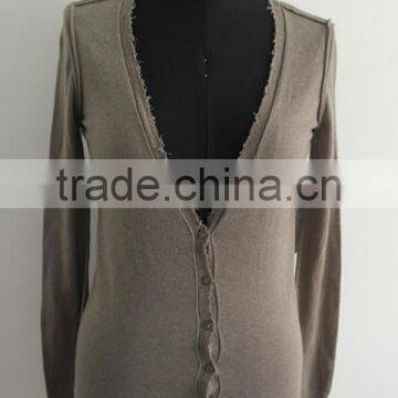 Ladies 100% Merino wool cardigan sweater/ broken effect