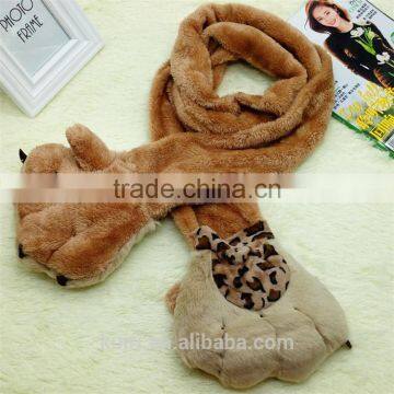 2016 Winter New Design Cute Woman Rex Rabbit Fur Scarf and Gloves One Piece Scarves photo-2