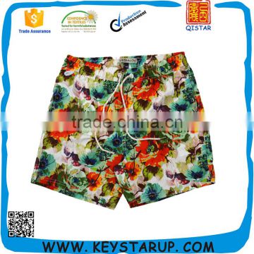 Top Sale Mens Beach Shorts Floral Print Board Shorts Quick Dry Elastic Waist Shorts